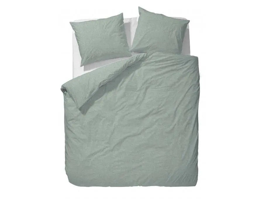 Essenza Guy Sea Green katoenen dekbedovertrek vintage washed