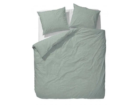 Essenza Guy Sea Green katoenen dekbedovertrek vintage washed