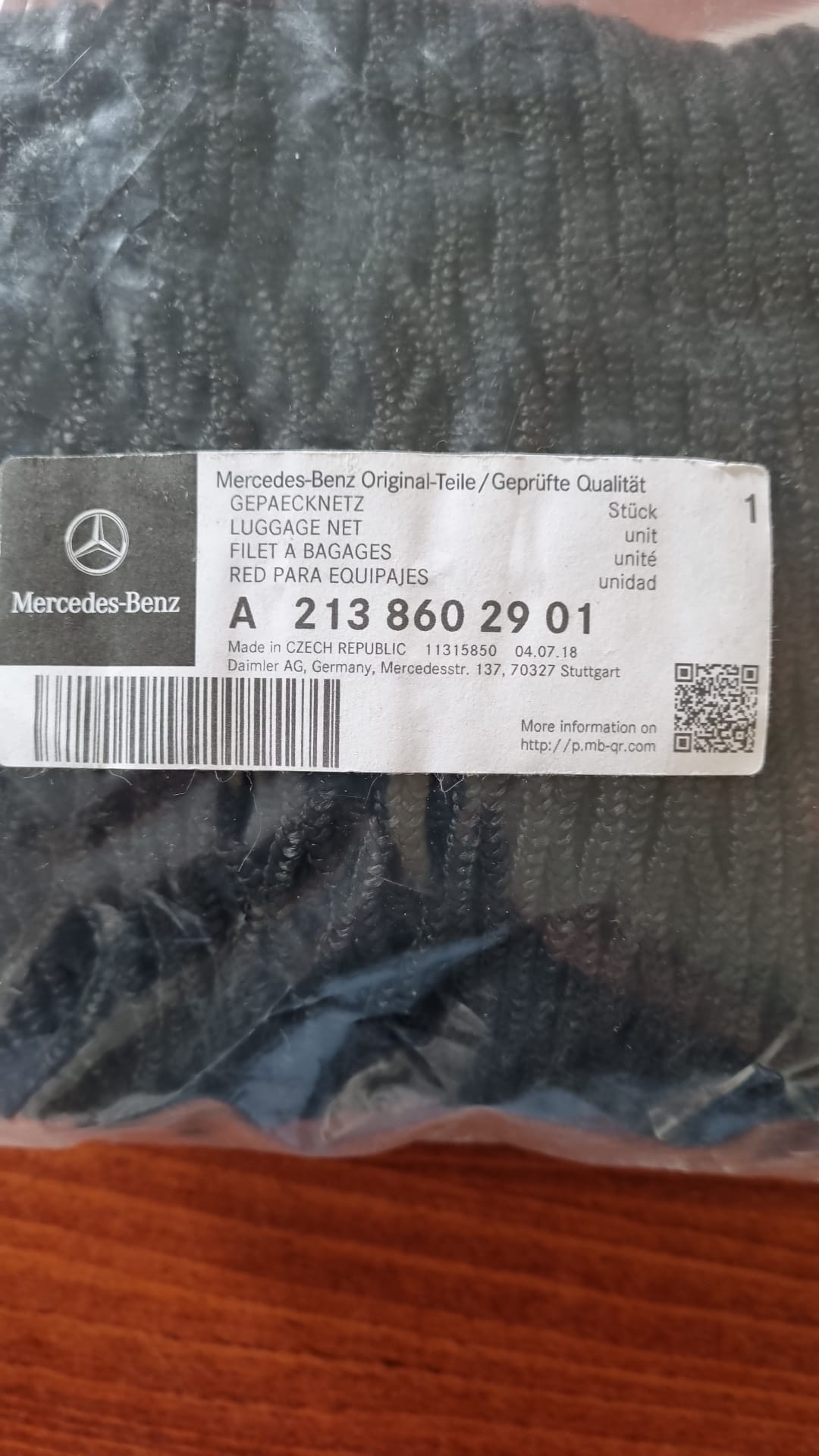 Mercedes-Benz luggage cargo net, zwart origineel