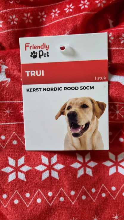 Friendly Pet Kerst Nordic Rood trui, bodywarmer fleece voor hond of kat