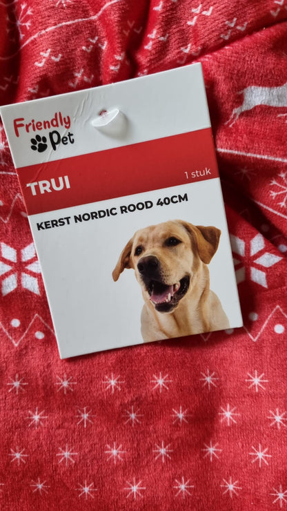 Friendly Pet Kerst Nordic Rood trui, bodywarmer fleece voor hond of kat