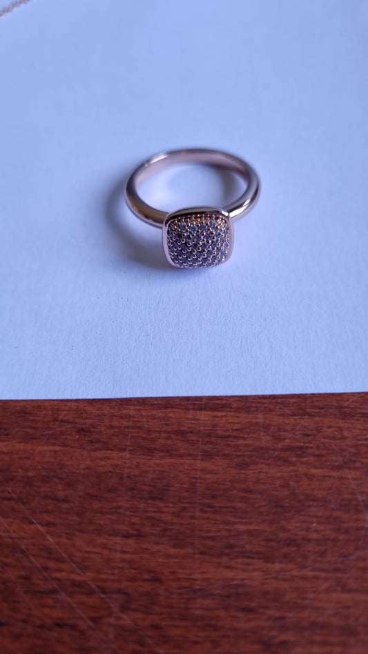 Mylene colorati ring pink, rose verguld met 18 karaat goud in pave glas