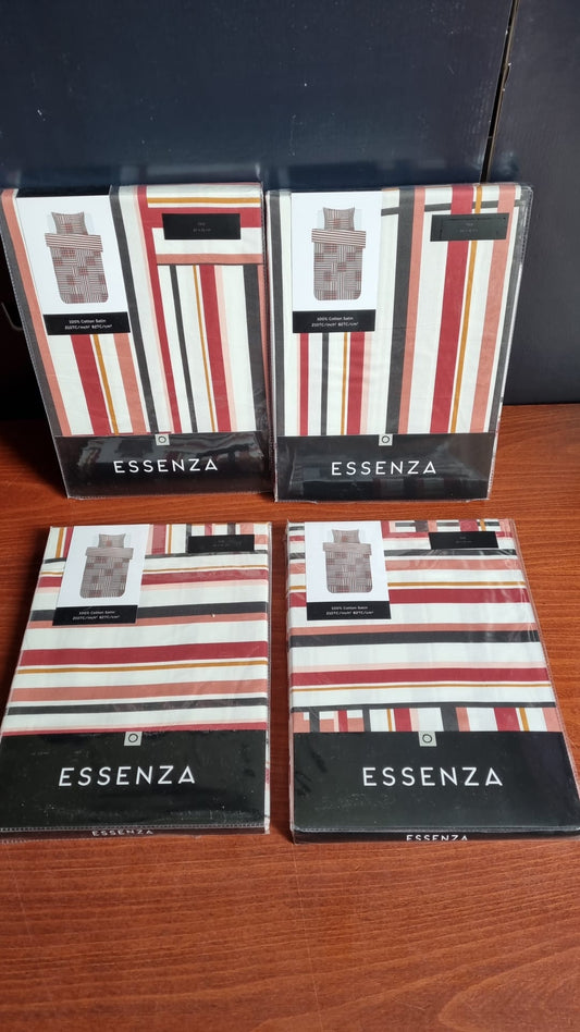 Essenza Evie Red/Offwhite kussenslopen katoensatijn 210TC