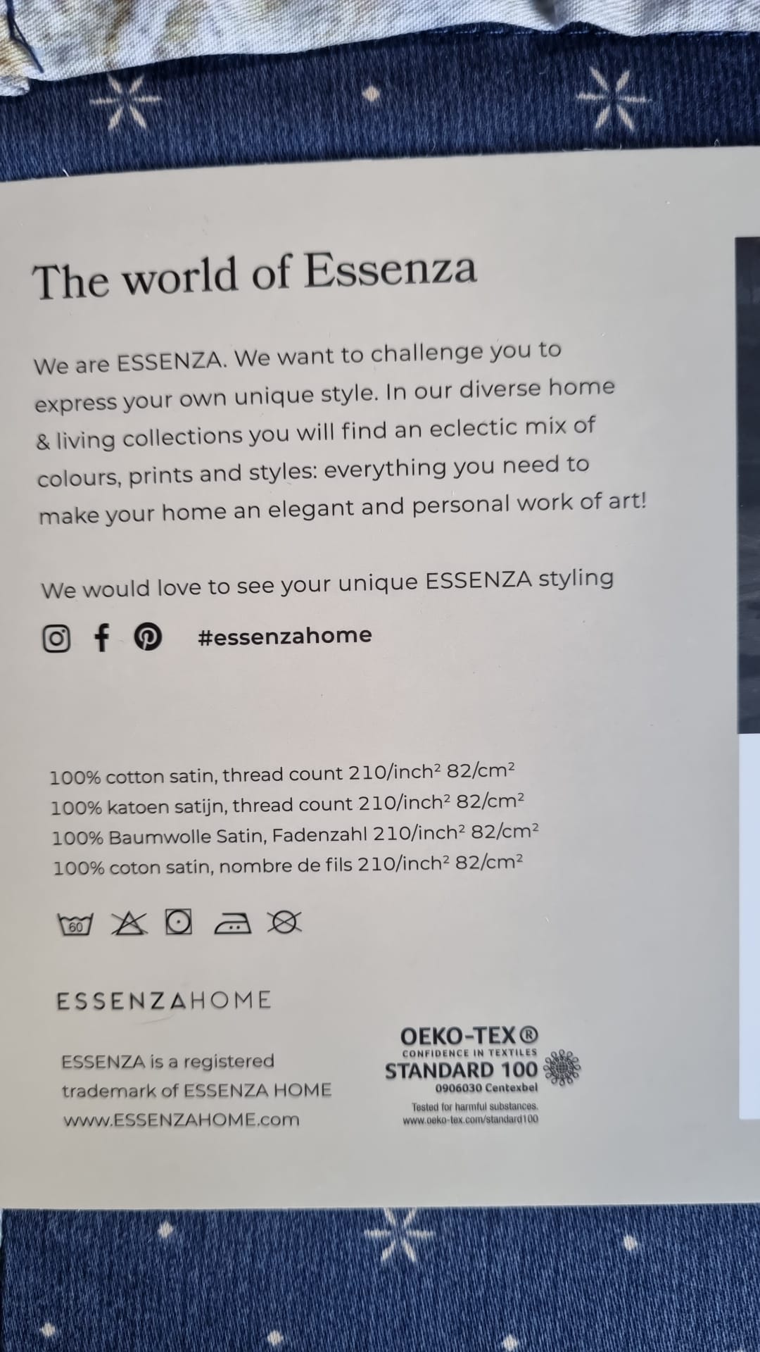 Essenza Filou Dark Blue kussenslopen katoensatijn 210TC