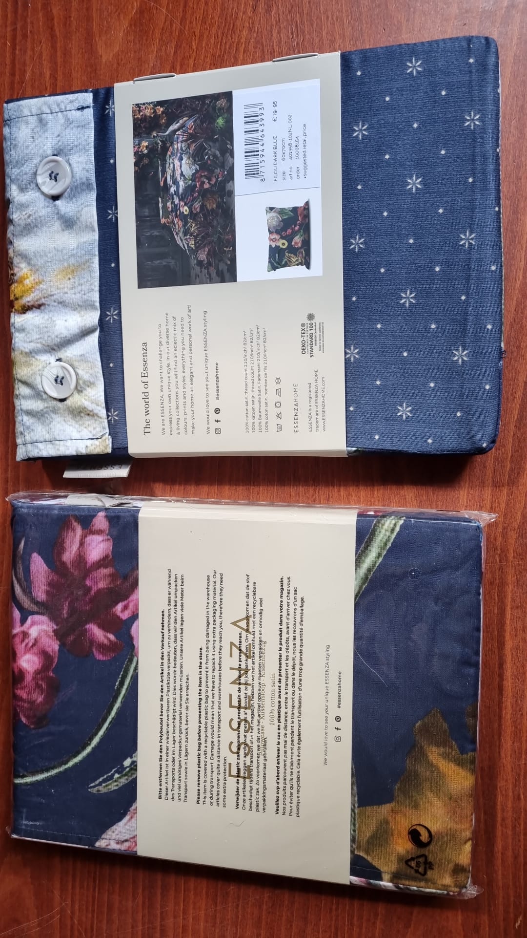 Essenza Filou Dark Blue kussenslopen katoensatijn 210TC