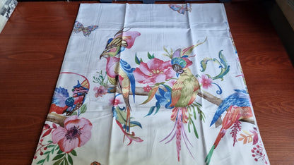 Housse de couette Dommelin Garden en satin de coton 400 fils, papillons, oiseaux tropicaux, fleurs