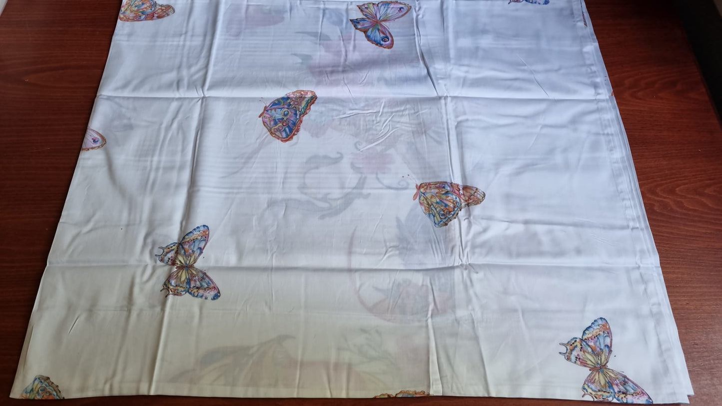 Housse de couette Dommelin Garden en satin de coton 400 fils, papillons, oiseaux tropicaux, fleurs