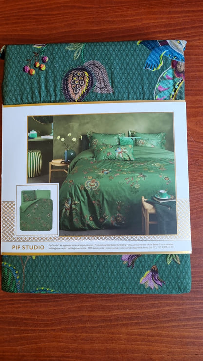 Pip Studio Cece Fiore Green (turquoise)  percal 200TC dekbedovertrek