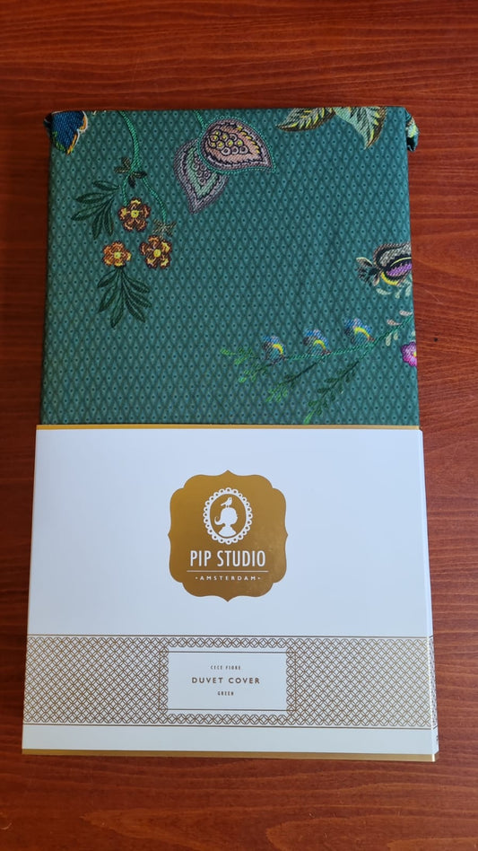 Pip Studio Cece Fiore Green (turquoise)  percal 200TC dekbedovertrek