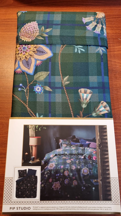 Pip Studio Flores Felices Dark Blue/green katoen twill (flanel) dekbedovertrek