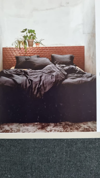 Essenza Guy Anthracite katoenen dekbedovertrek vintage washed