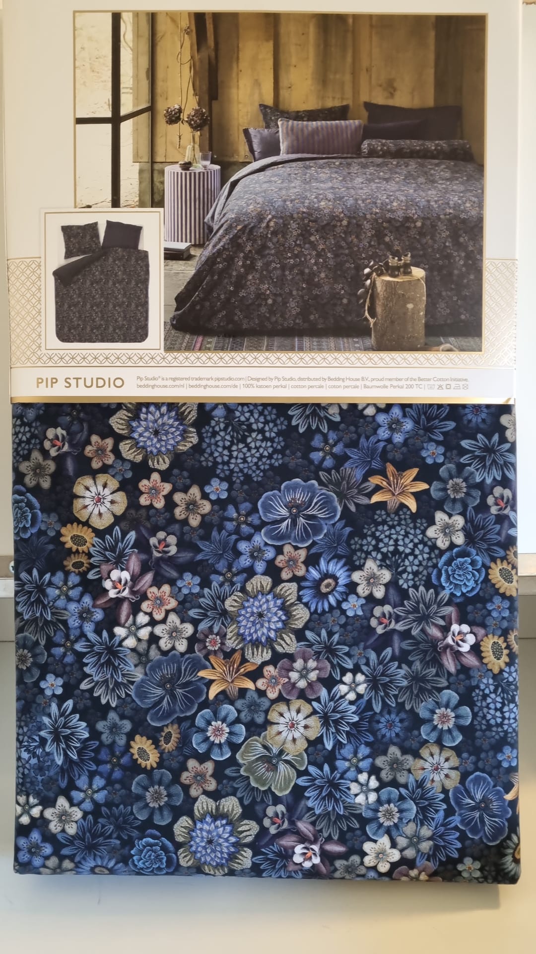 Pip Studio Tutti i Fiori Dark Blue percal 200TC perkal dekbedovertrek