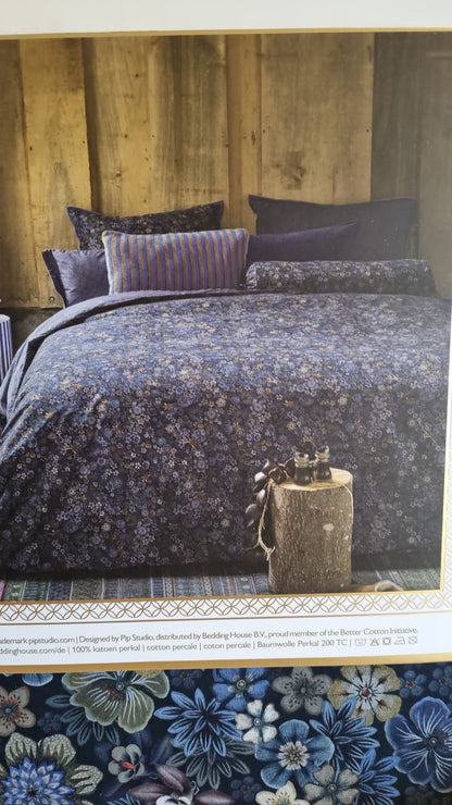Pip Studio Tutti i Fiori Dark Blue percal 200TC perkal dekbedovertrek