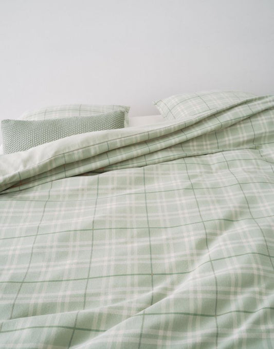 Marc O'Polo Espen Garden Green kussenslopen flanel garengeverfd