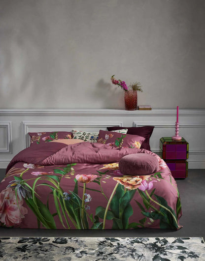 Essenza Eloise Mauve dekbedovertrek tulpen katoensatijn 215TC
