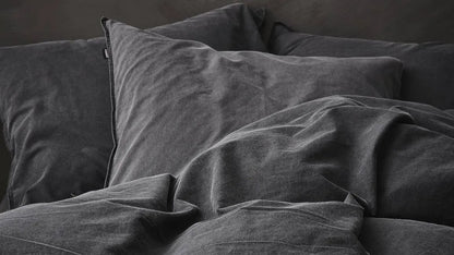 Essenza Guy Anthracite katoenen dekbedovertrek vintage washed