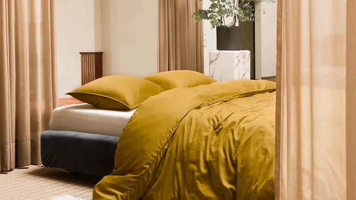Essenza Minte kleur Olive dekbedovertrek katoensatijn 300TC