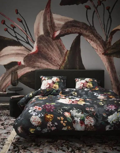 Essenza Fleur Nightblue dekbedovertrek katoensatijn 210TC