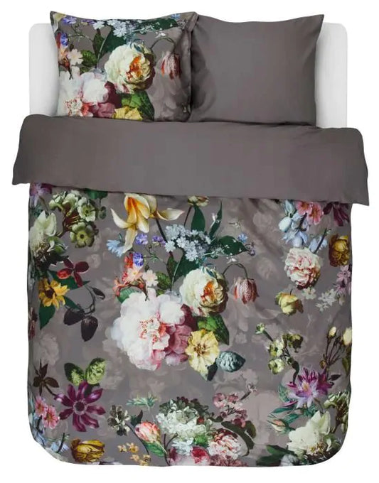 Essenza Fleur Taupe dekbedovertrek katoensatijn 210TC