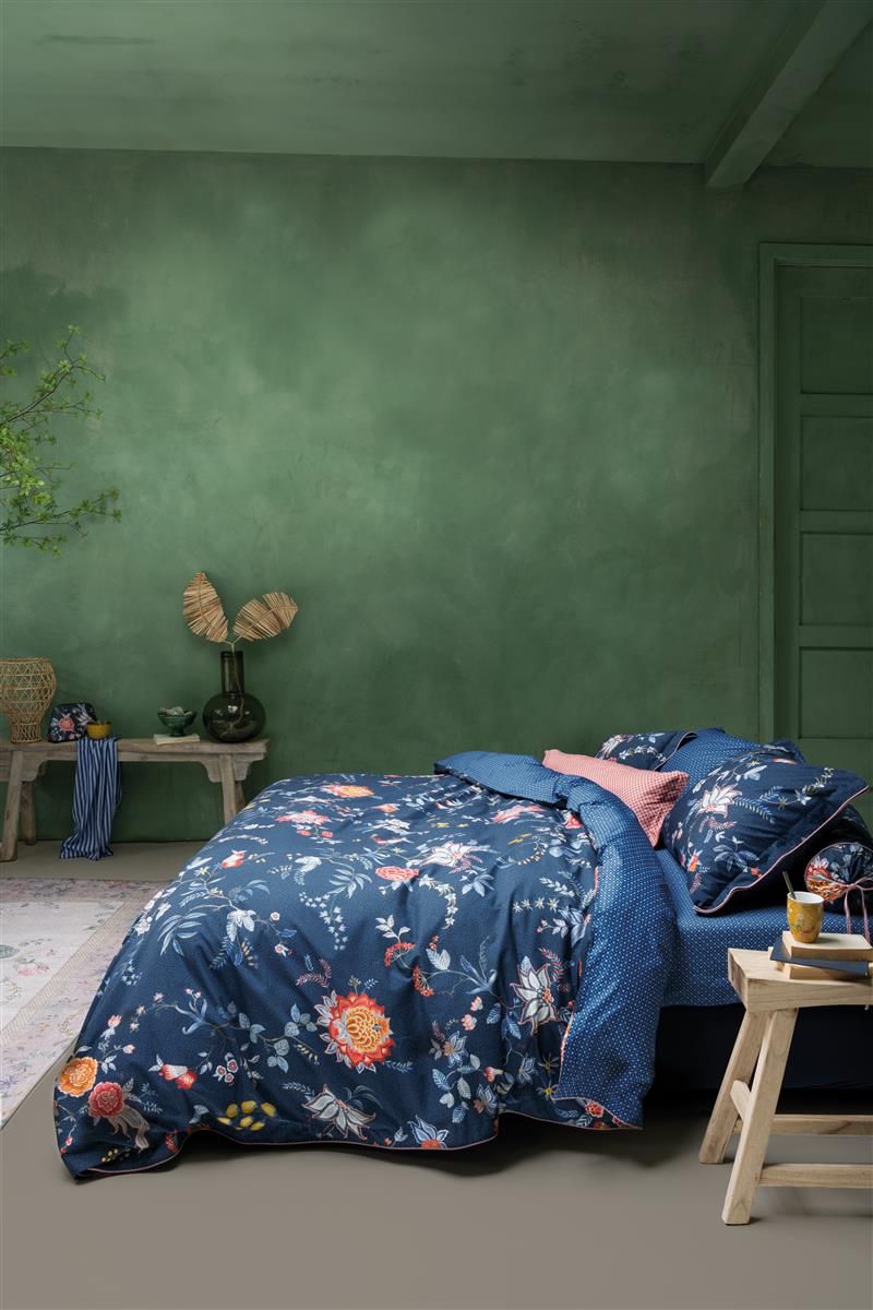 Pip Studio Flower Festival dark blue dekbedovertrek percal katoen chintzbloemen