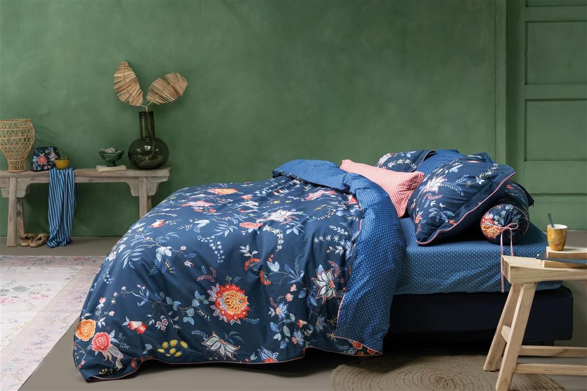Pip Studio Flower Festival dark blue dekbedovertrek percal katoen chintzbloemen