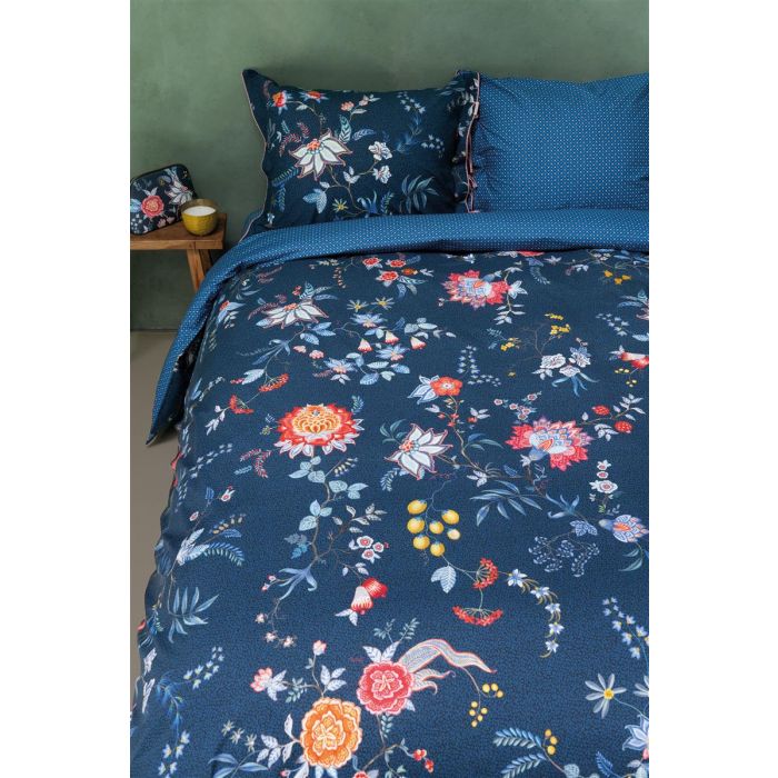 Pip Studio Flower Festival dark blue dekbedovertrek percal katoen chintzbloemen