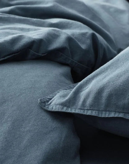 Essenza Guy Blue katoenen dekbedovertrek vintage washed