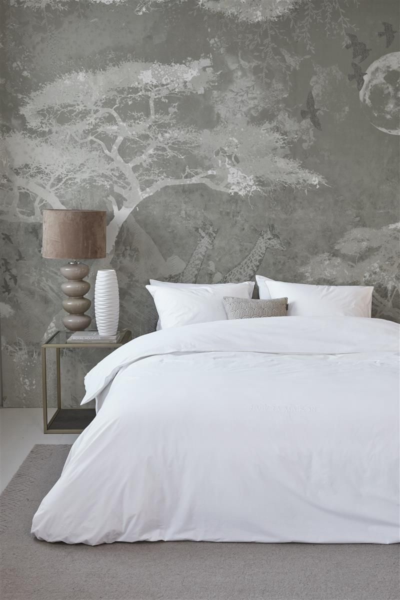 Riviera Maison Hotel Boutique Chic Sand dekbedovertrek perkal katoen white, wit Uni