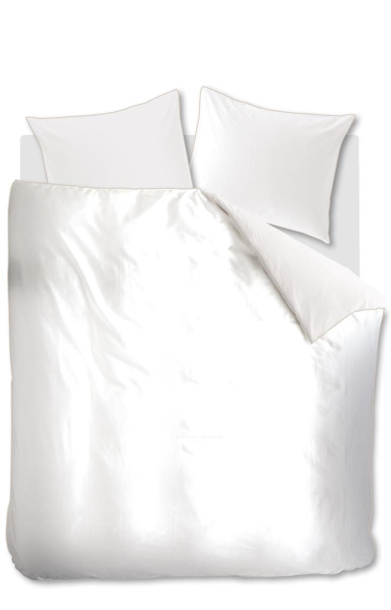 Riviera Maison Hotel Boutique Chic Sand dekbedovertrek perkal katoen white, wit Uni