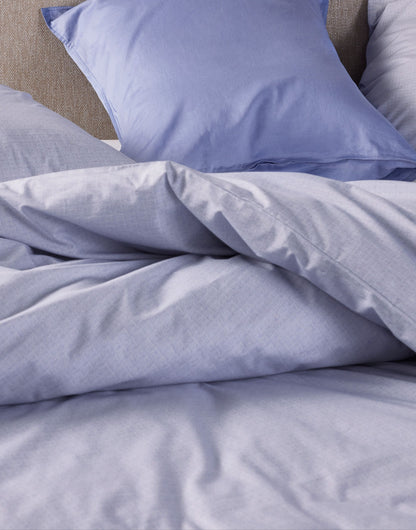 Essenza Jule Lavender Blue dekbedovertrek garengeverfd chambray katoen met linnenlook