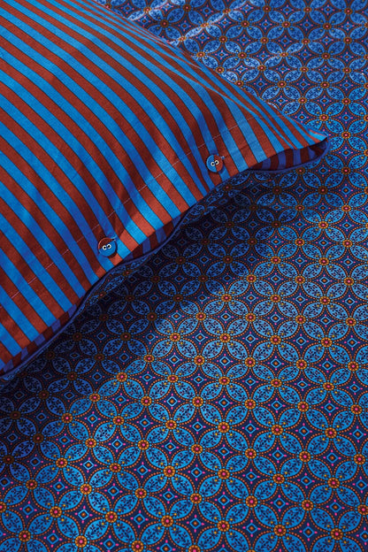 Pip Studio Alvida Dark Blue dekbedovetrek 200TC percal geometrisch motief op Indiase blockprints