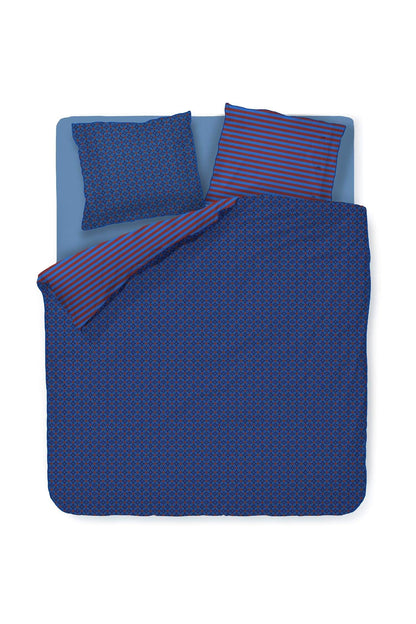 Pip Studio Alvida Dark Blue dekbedovetrek 200TC percal geometrisch motief op Indiase blockprints