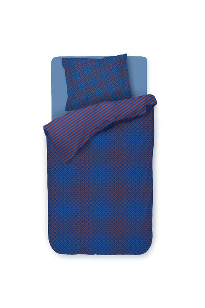 Pip Studio Alvida Dark Blue dekbedovetrek 200TC percal geometrisch motief op Indiase blockprints