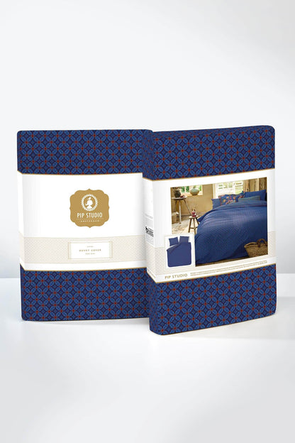 Pip Studio Alvida Dark Blue dekbedovetrek 200TC percal geometrisch motief op Indiase blockprints
