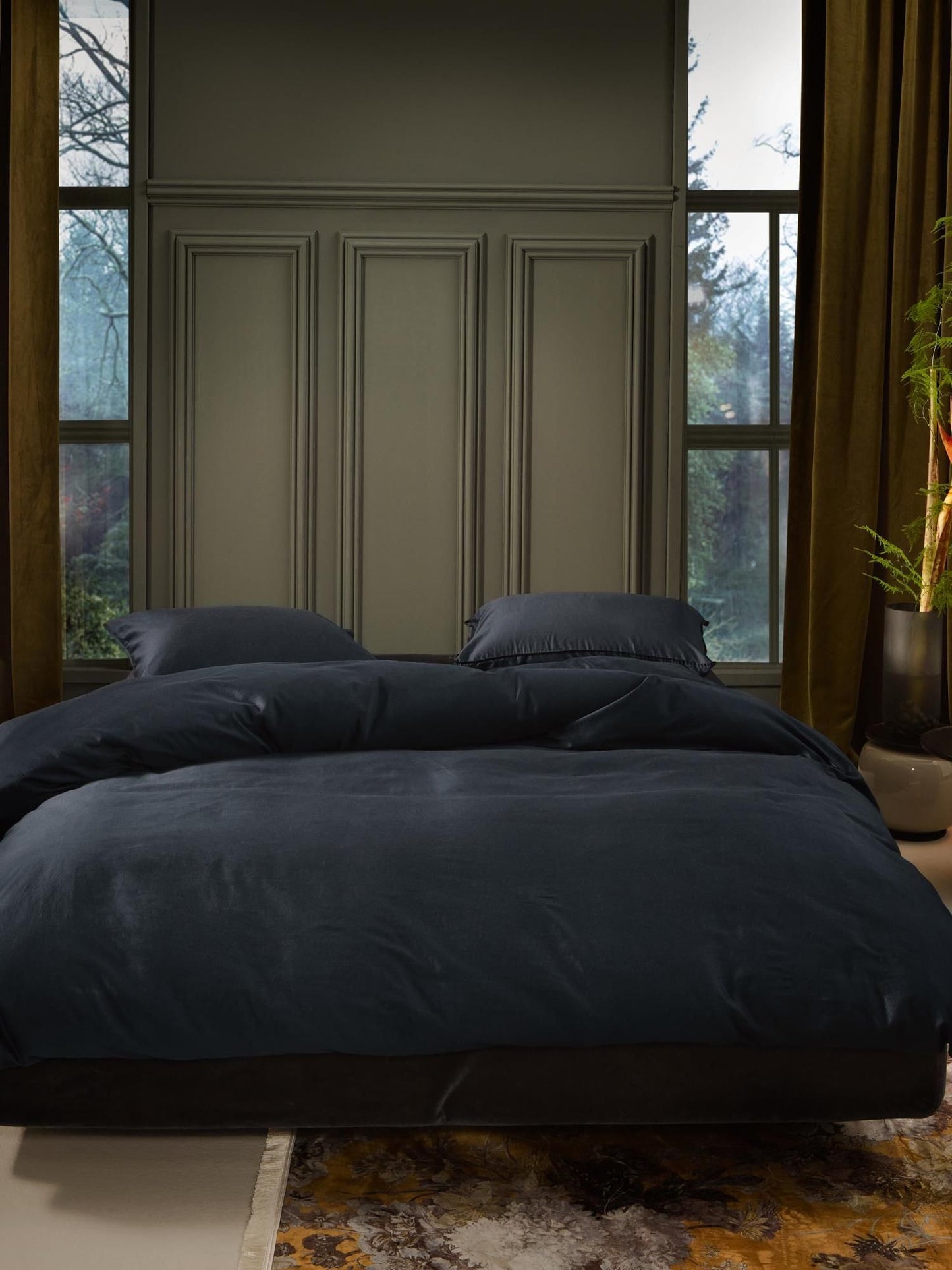 Essenza Minte kleur Nightblue dekbedovertrek katoensatijn 300TC