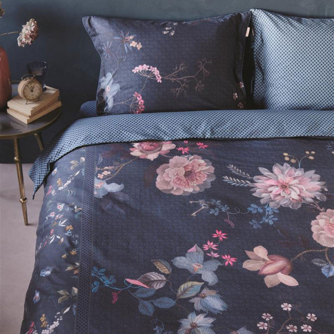 Pip Studio Tokyo Bouquet Dark Blue percale katoen dekbedovertrek bloemen