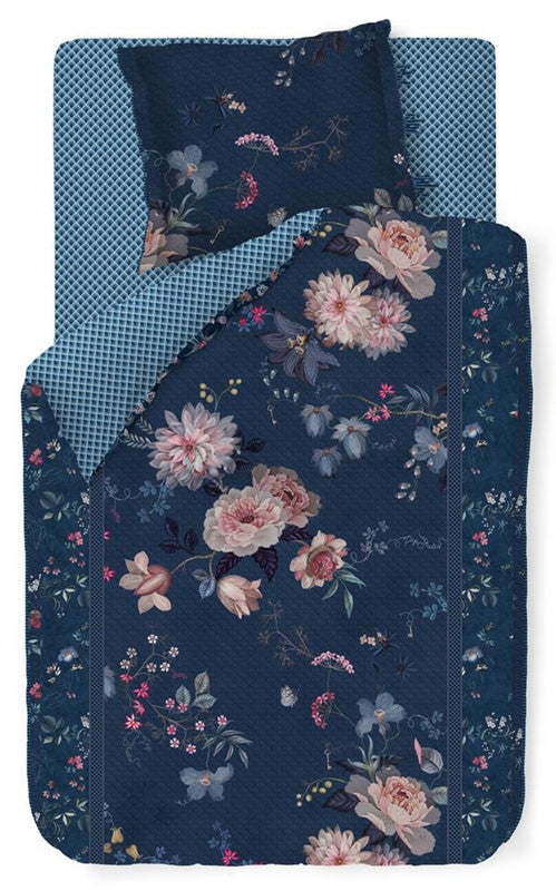 Pip Studio Tokyo Bouquet Dark Blue percale katoen dekbedovertrek bloemen