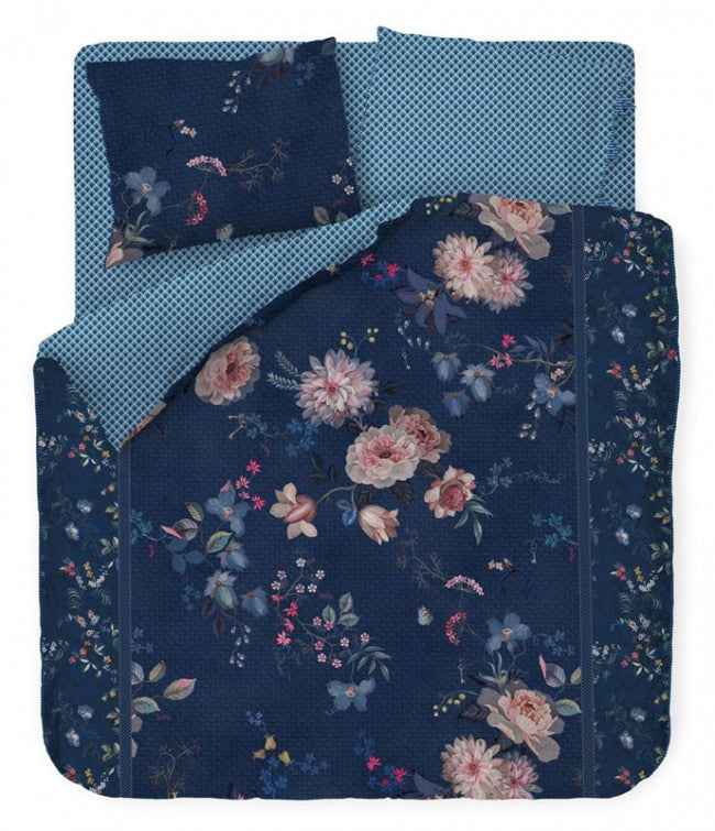 Pip Studio Tokyo Bouquet Dark Blue percale katoen dekbedovertrek bloemen