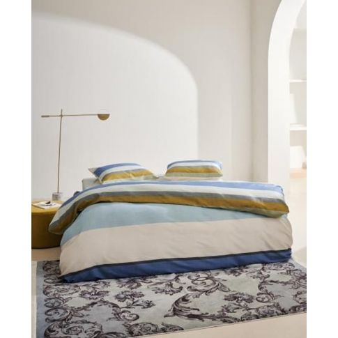 Taies d'oreiller Essenza Wedith Iceblue en satin de coton 200 fils