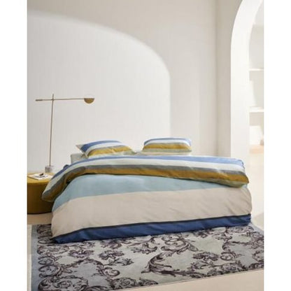 Taies d'oreiller Essenza Wedith Iceblue en satin de coton 200 fils