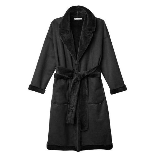 Yehwang super luxe warme, zware huisjas, teddy jas zwart