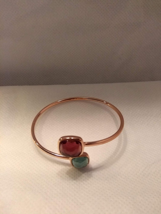 Mylene colorati armband/bangle pink, rose verguld met 18 karaat goud in aqua glas