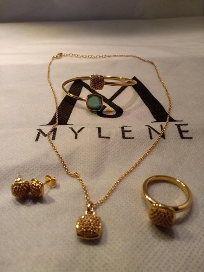 Mylene colorati sieraden verguld met 18 karaat goud met glas in goud pave