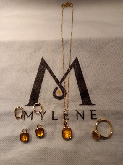 Mylene colorati ketting verguld met 18 karaat goud met glas in oker geel kleur