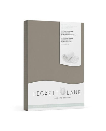 Heckett Lane hoeslaken Elementi uni katoen satijn; Taupe Grey